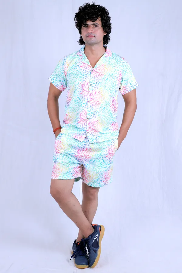 Pastel_Leaf_Print_Co-Ord_Set_for_Men_–_Summer_Casual_Shirt_&_Shorts_Combo