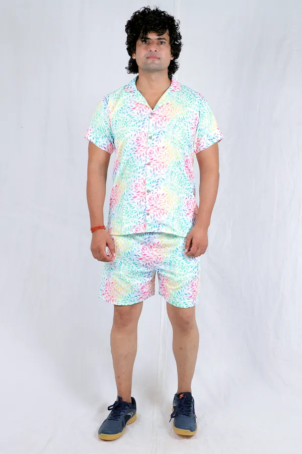 Pastel_Leaf_Print_Co-Ord_Set_for_Men_–_Summer_Casual_Shirt_&_Shorts_Combo