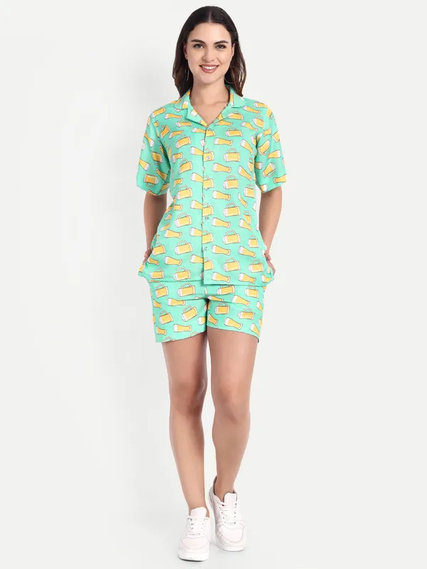 Light_Green_Cotton_Premium_&_Elegant_Top_&_Shorts_For_Women