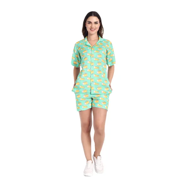 Light_Green_Cotton_Premium_&_Elegant_Top_&_Shorts_For_Women