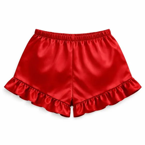 Red_Satin_Strapless_Tube_Top_&_Ruffle_Shorts_Co-Ord_Set