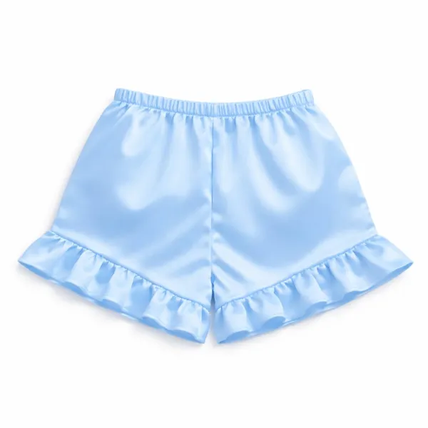SKY_BLUE_Satin_Strapless_Tube_Top_&_Ruffle_Shorts_Co-Ord_Set