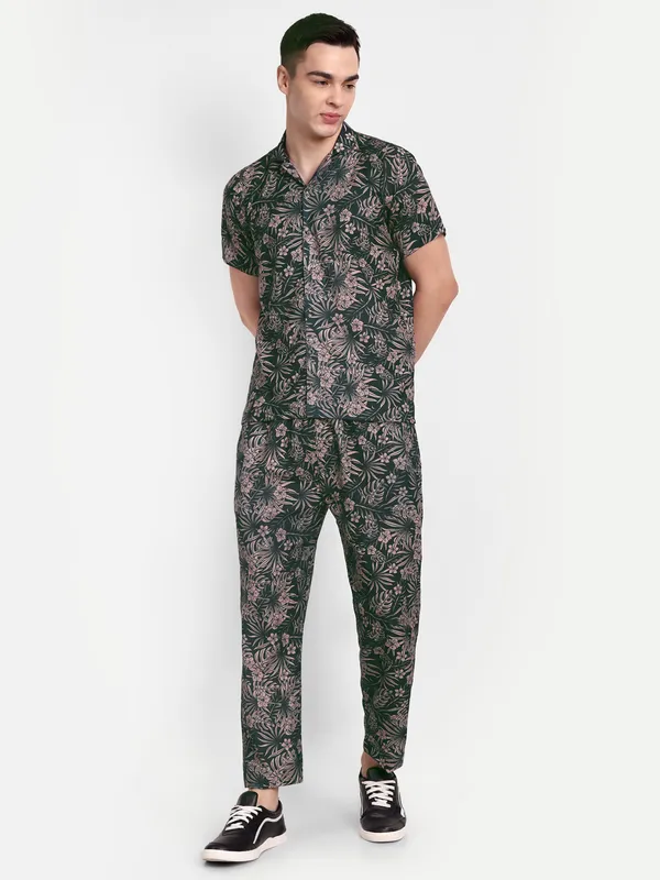 Tropical_Forest_Co-Ord_Set_for_Men_–_Dark_Green_Floral_Shirt_&_Trousers