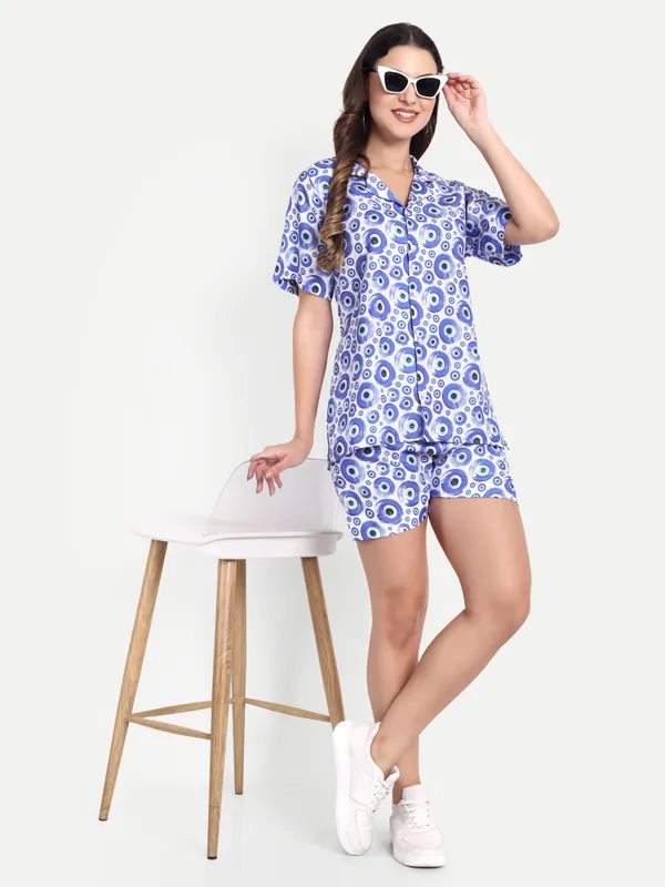Blue_Cotton_Premium_&_Elegant_Top_&_Shorts_For_Women