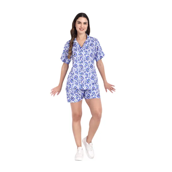 Blue_Cotton_Premium_&_Elegant_Top_&_Shorts_For_Women