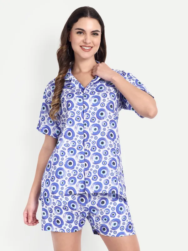 Blue_Cotton_Premium_&_Elegant_Top_&_Shorts_For_Women