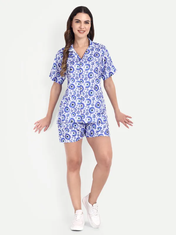 Blue_Cotton_Premium_&_Elegant_Top_&_Shorts_For_Women