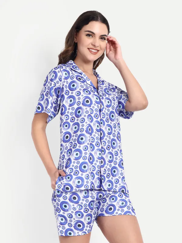 Blue_Cotton_Premium_&_Elegant_Top_&_Shorts_For_Women