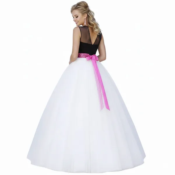 Women’s_Black_&_White_Ball_Gown_Style_Maxi_Dress_with_Embellished_Waistband