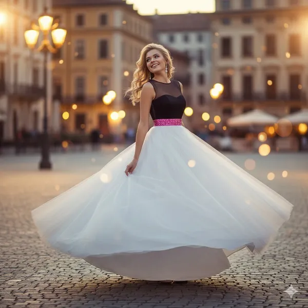 Women’s_Black_&_White_Ball_Gown_Style_Maxi_Dress_with_Embellished_Waistband