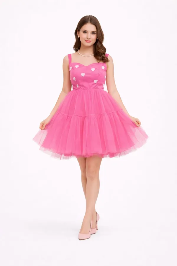 Women’s_Pink_Fit_&_Flare_Knee-Length_Party_Dress