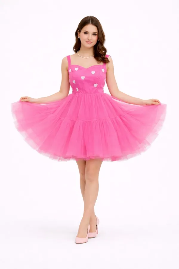 Women’s_Pink_Fit_&_Flare_Knee-Length_Party_Dress