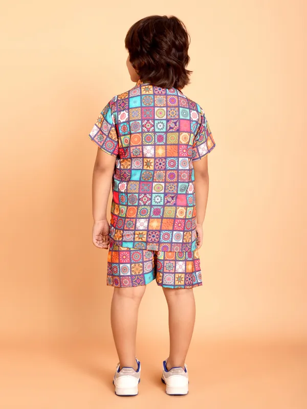 Blue_Cotton_Premium_&_Elegant_Shirt_With_Short_For_Boys