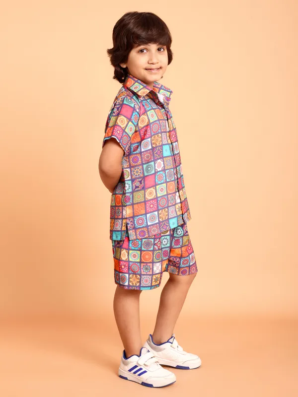Blue_Cotton_Premium_&_Elegant_Shirt_With_Short_For_Boys