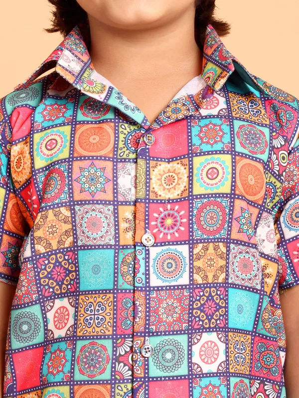Blue_Cotton_Premium_&_Elegant_Shirt_With_Short_For_Boys