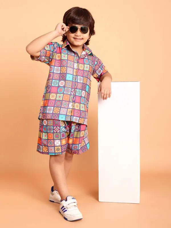 Blue_Cotton_Premium_&_Elegant_Shirt_With_Short_For_Boys