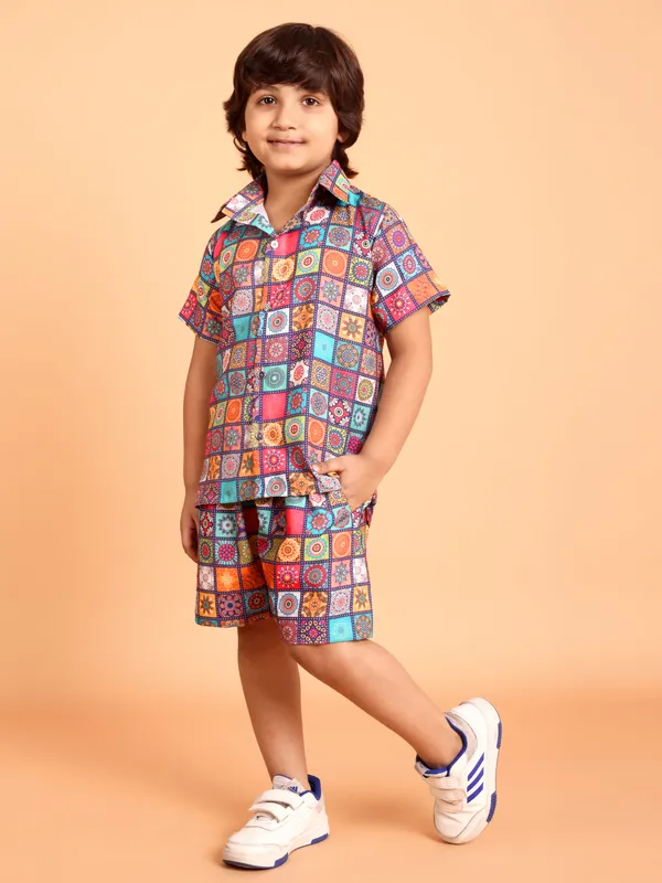 Blue_Cotton_Premium_&_Elegant_Shirt_With_Short_For_Boys
