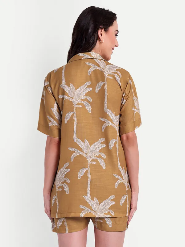 Brown_Cotton_Premium_&_Elegant_Shirt_With_Short_For_Women