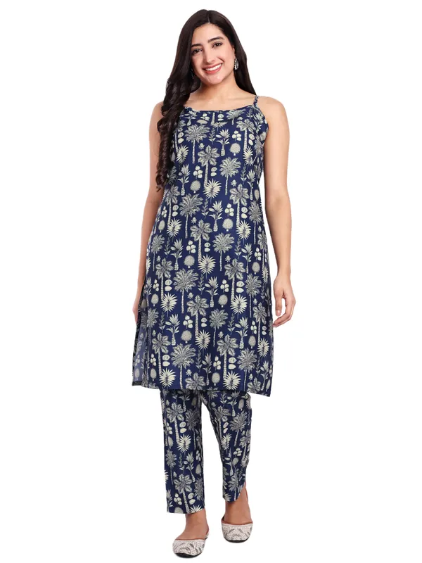 Navy_Blue_Cotton_Premium_&_Elegant_Kurti_&_Pant_For_Women