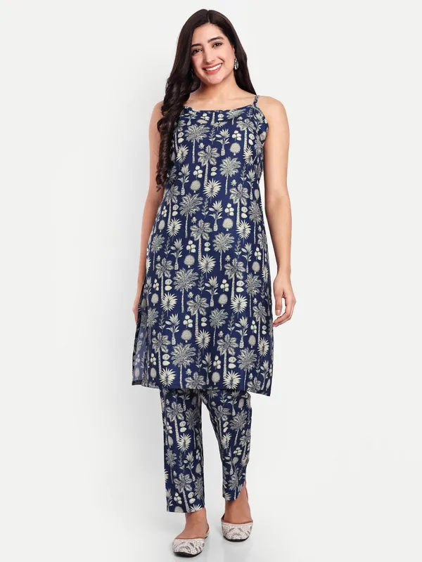 Navy_Blue_Cotton_Premium_&_Elegant_Kurti_&_Pant_For_Women