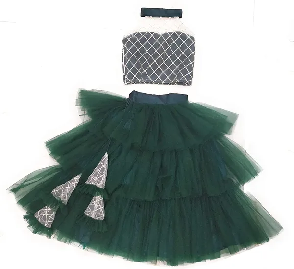 Green_Cotton_Premium_&_Elegant_Lehenga_For_Girls
