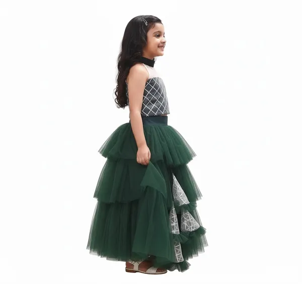 Green_Cotton_Premium_&_Elegant_Lehenga_For_Girls