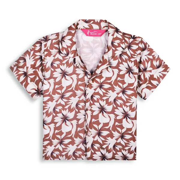White_And_Brown_Cotton_Premium_&_Elegant_Shirt_With_Short_For_Boys