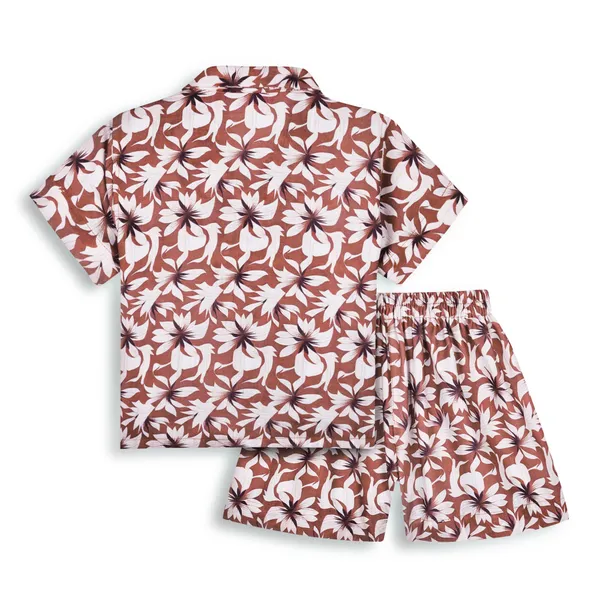 White_And_Brown_Cotton_Premium_&_Elegant_Shirt_With_Short_For_Boys