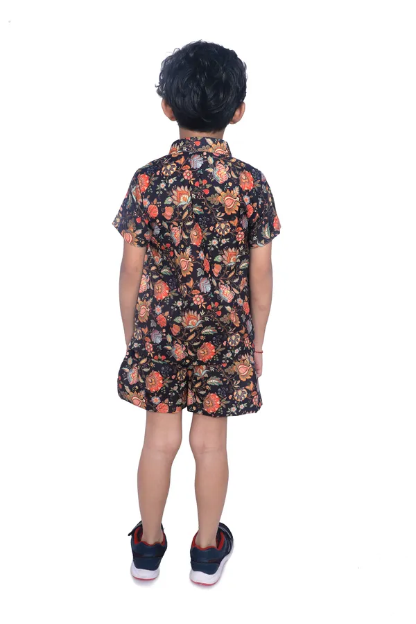 Black_And_Red_Cotton_Premium_&_Elegant_Shirt_With_Short_For_Boys