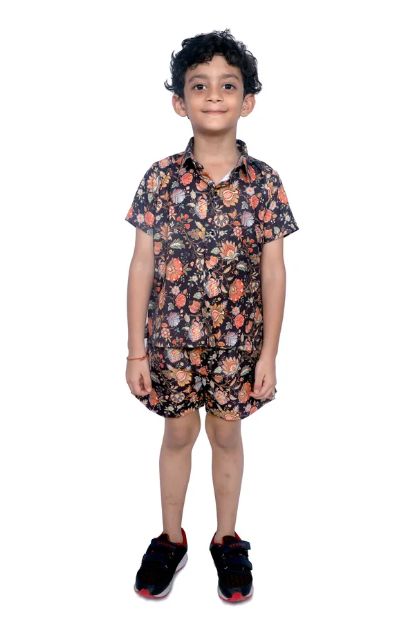 Black_And_Red_Cotton_Premium_&_Elegant_Shirt_With_Short_For_Boys