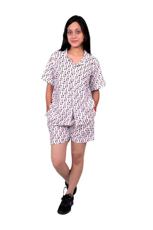 White_Cotton_Premium_&_Elegant_Top_&_Shorts_For_Women