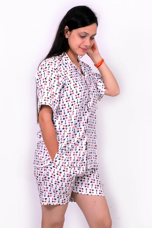 White_Cotton_Premium_&_Elegant_Top_&_Shorts_For_Women