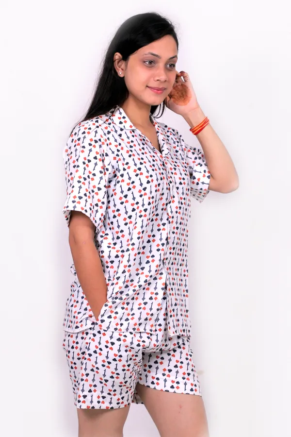 White_Cotton_Premium_&_Elegant_Top_&_Shorts_For_Women