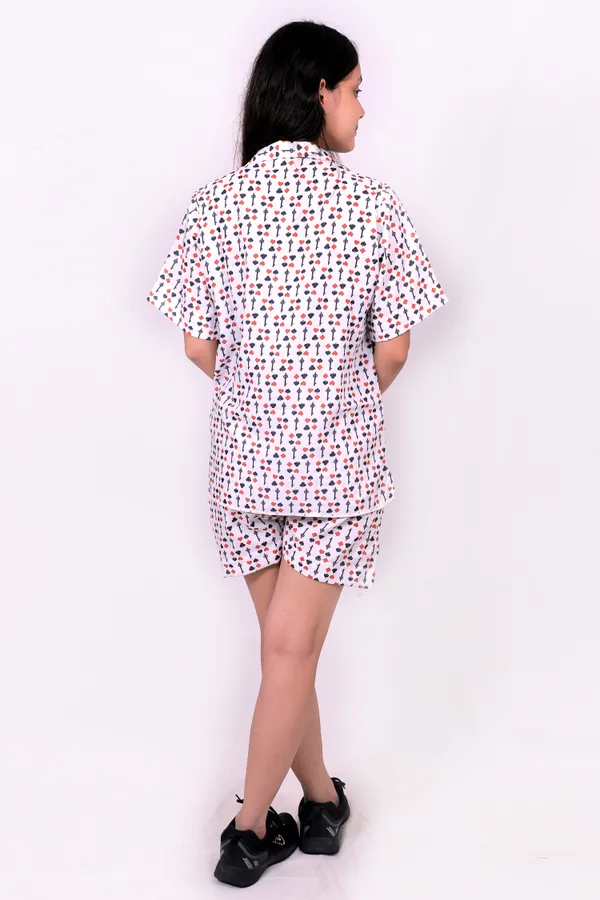 White_Cotton_Premium_&_Elegant_Top_&_Shorts_For_Women