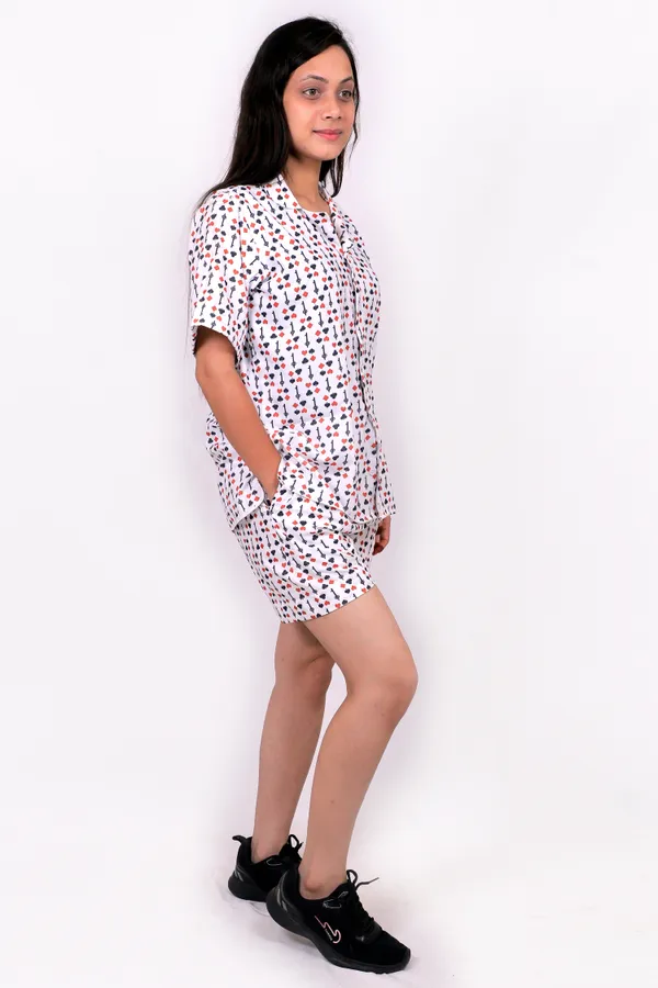 White_Cotton_Premium_&_Elegant_Top_&_Shorts_For_Women