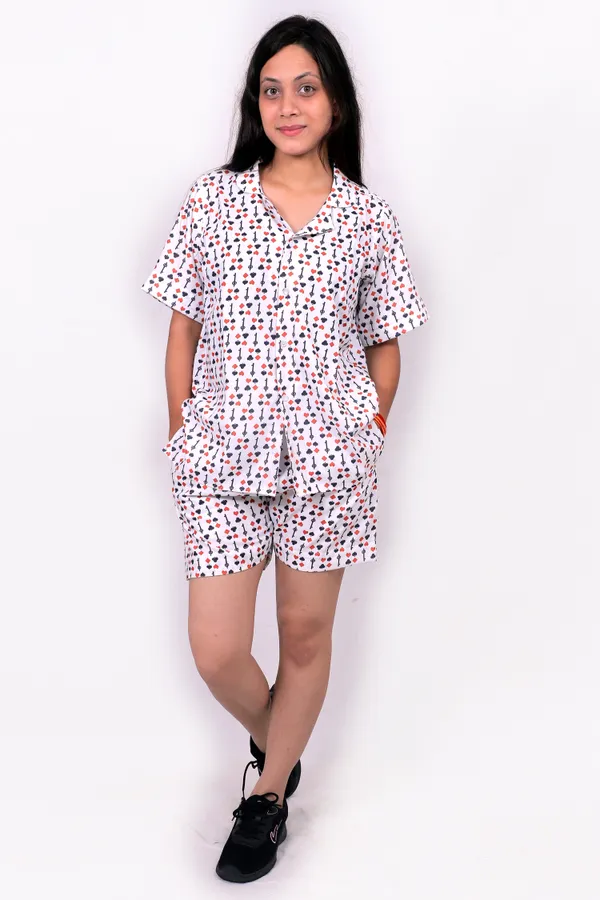 White_Cotton_Premium_&_Elegant_Top_&_Shorts_For_Women
