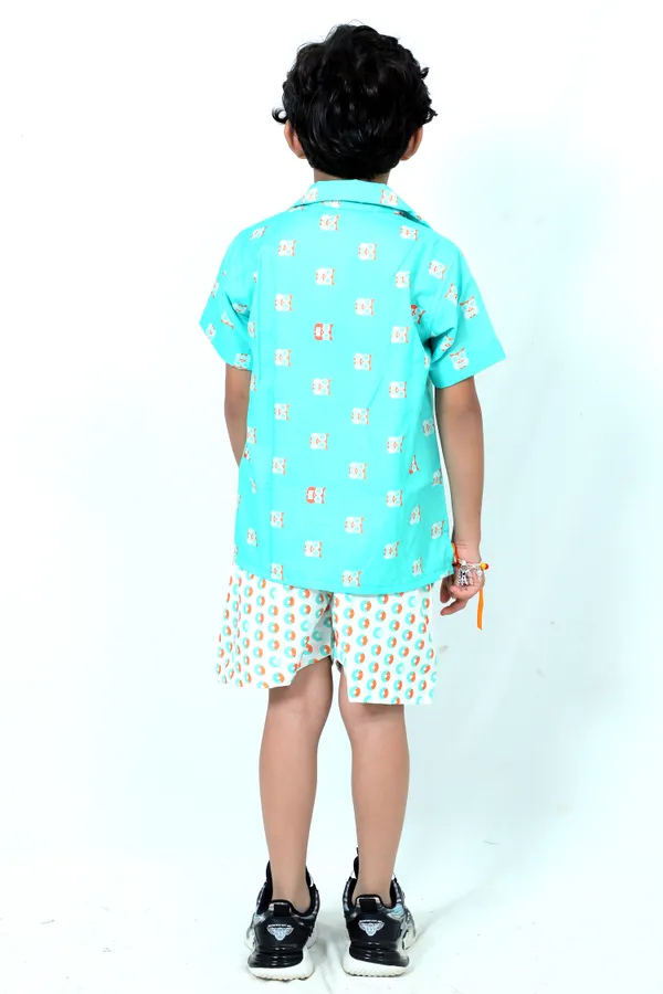 Blue_And_White_Cotton_Premium_&_Elegant_Shirt_With_Short_For_Boys