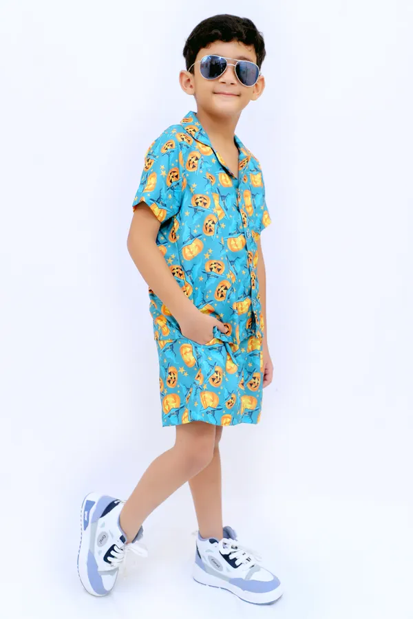 Blue_And_Yellow_Cotton_Premium_&_Elegant_Shirt_With_Short_For_Boys