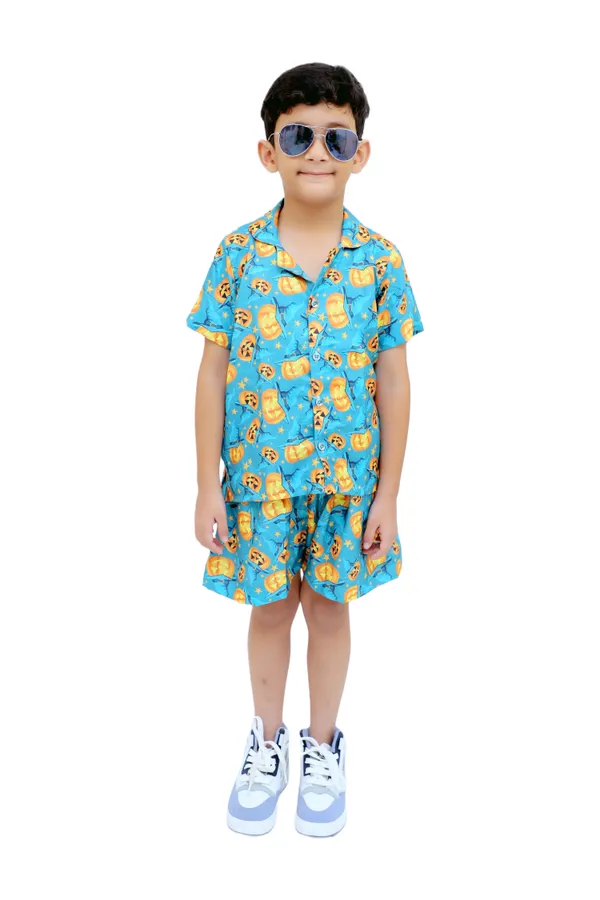 Blue_And_Yellow_Cotton_Premium_&_Elegant_Shirt_With_Short_For_Boys