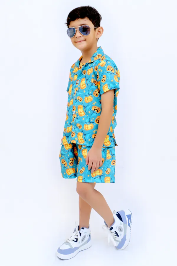 Blue_And_Yellow_Cotton_Premium_&_Elegant_Shirt_With_Short_For_Boys