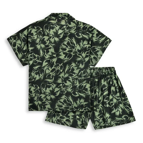 Green_And_Black_Cotton_Premium_&_Elegant_Shirt_With_Short_For_Boys