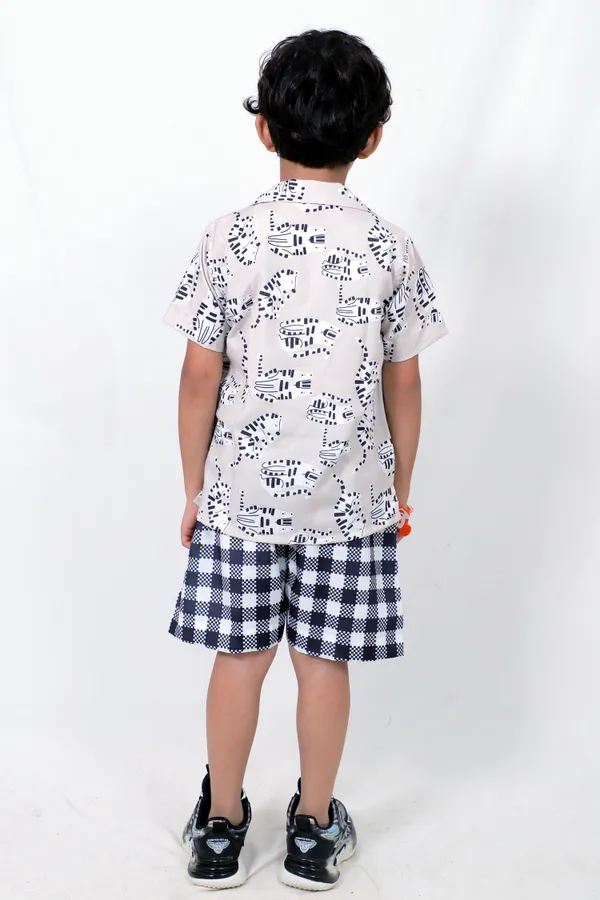 White_And_Black_Cotton_Premium_&_Elegant_Shirt_With_Short_For_Boys