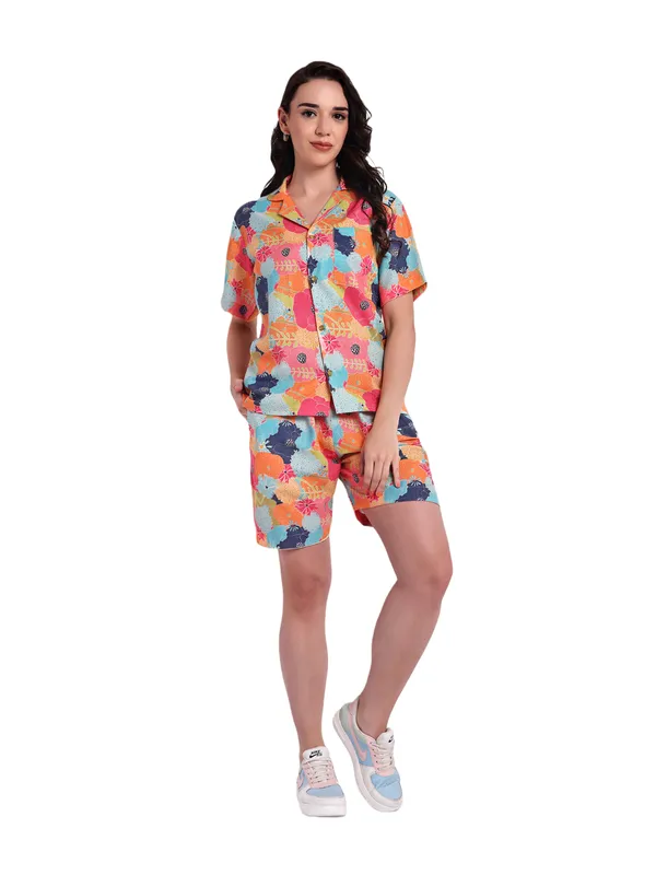 Multicolor_Cotton_Premium_&_Elegant_Top_&_Shorts_For_Women