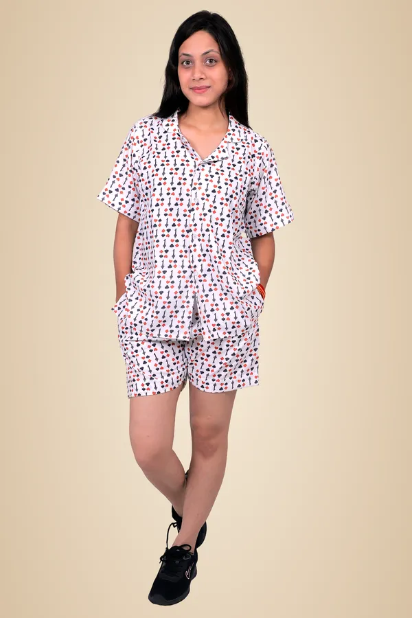 White_Cotton_Premium_&_Elegant_Top_&_Shorts_For_Women
