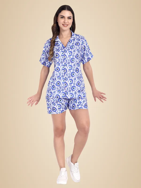 Blue_Cotton_Premium_&_Elegant_Top_&_Shorts_For_Women