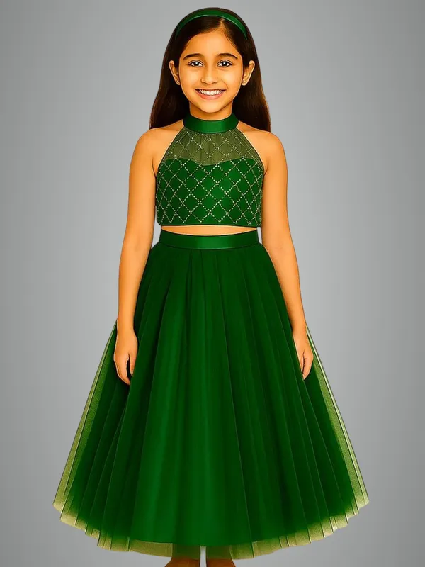 Green_Cotton_Premium_&_Elegant_Lehenga_For_Girls