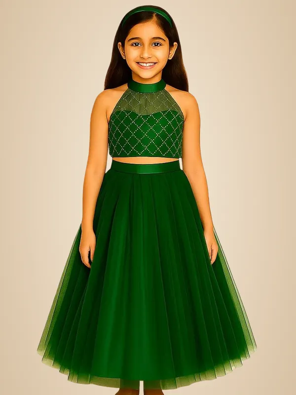 Green_Cotton_Premium_&_Elegant_Lehenga_For_Girls