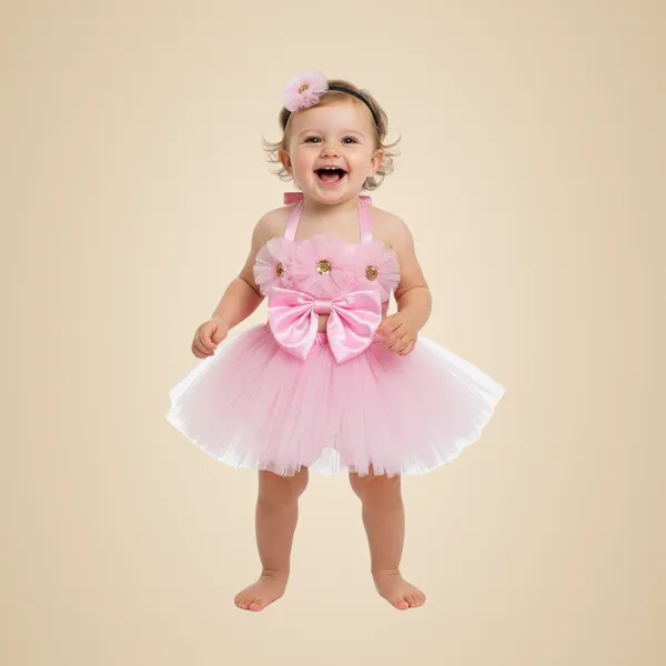 Pink_Cotton_Premium_&_Elegant_Top_&_Skirt_With_Bow_For_Girls