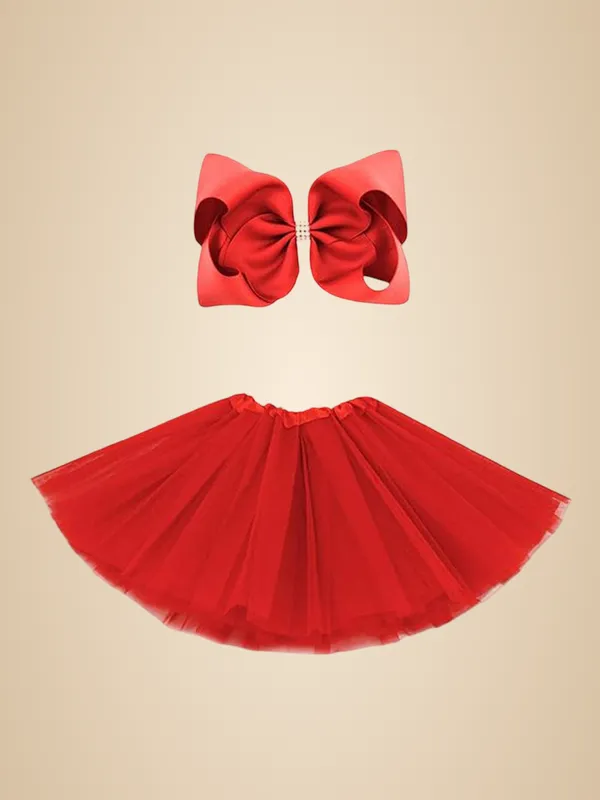 Red_Cotton_Premium_&_Elegant_Top_&_Skirt_With_Bow_For_Girls