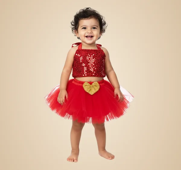 Red_Cotton_Premium_&_Elegant_Top_&_Skirt_With_Bow_For_Girls